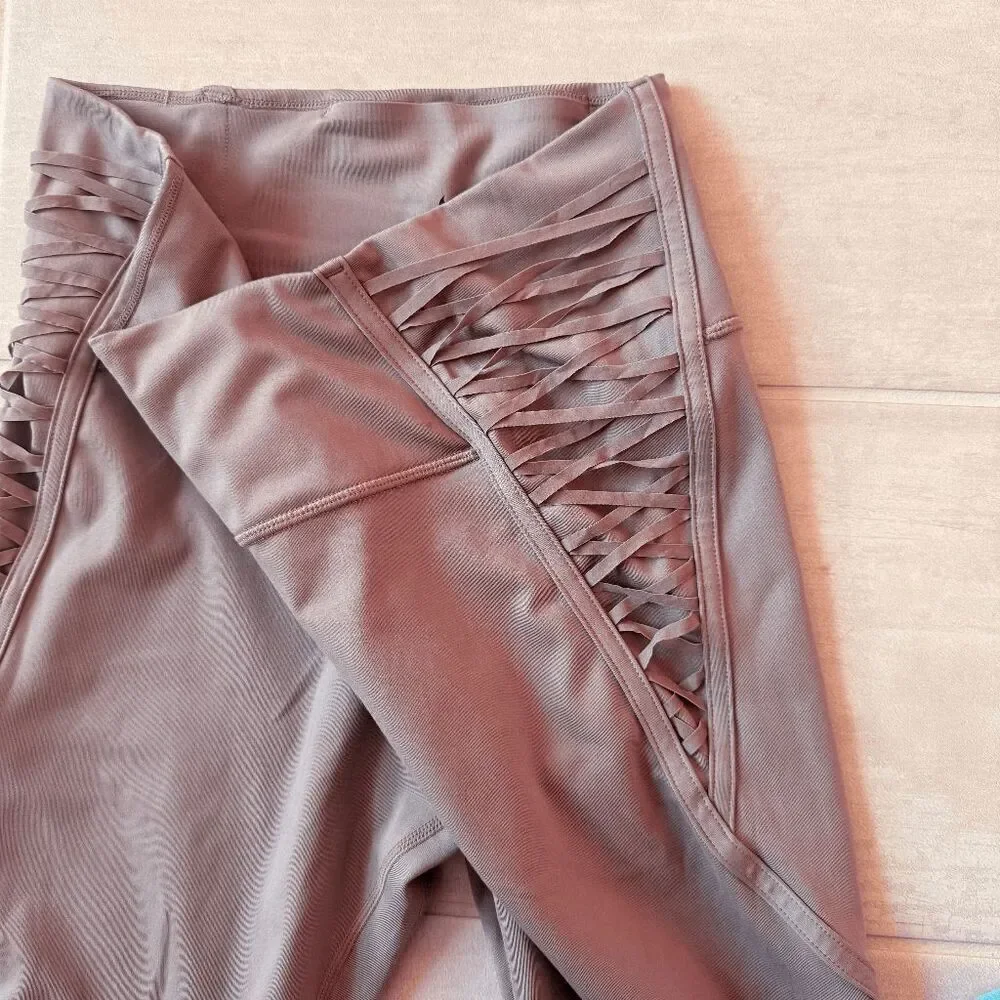 Nike Dri-Fit Leggings Mauve-Purple One Lux 7/8 Lacing Tights Medium Running Yoga